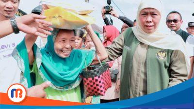 Gubernur Khofifah Tinjau Operasi Pasar di Pasar Taman Sidoarjo