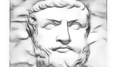 Parmenides, filsuf Mazhab Elea yang hidup pada abad ke-5 SM, yang disebut oleh Plato sebagai "bapak filosofi"