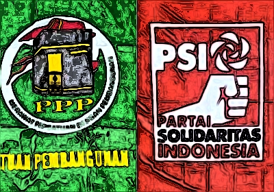 Sketsa bendera PPP dan PSI dalam Pemilu Legislatif DPR RI 2024 mencapai 65,88 persen dari seluruh suara yang masuk pada Senin (4/3/2024), pukul 23.00 WIB