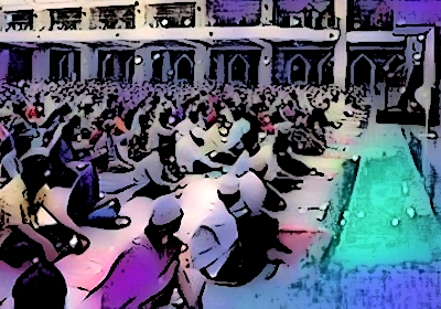 Foto ilustrasi umat Muslim lagi Shalat Tarawih di bulan Ramadhan berjamaah di masjid