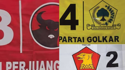 Ilustrasi tiga partai politik yang unggul dalam Pemilu Legislatif DPR RI 2024 di wilayah pulau Kalimantan