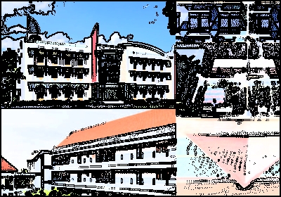 Ilustrasi gedung universitas, institut, dan sekolah tinggi di Indonesia