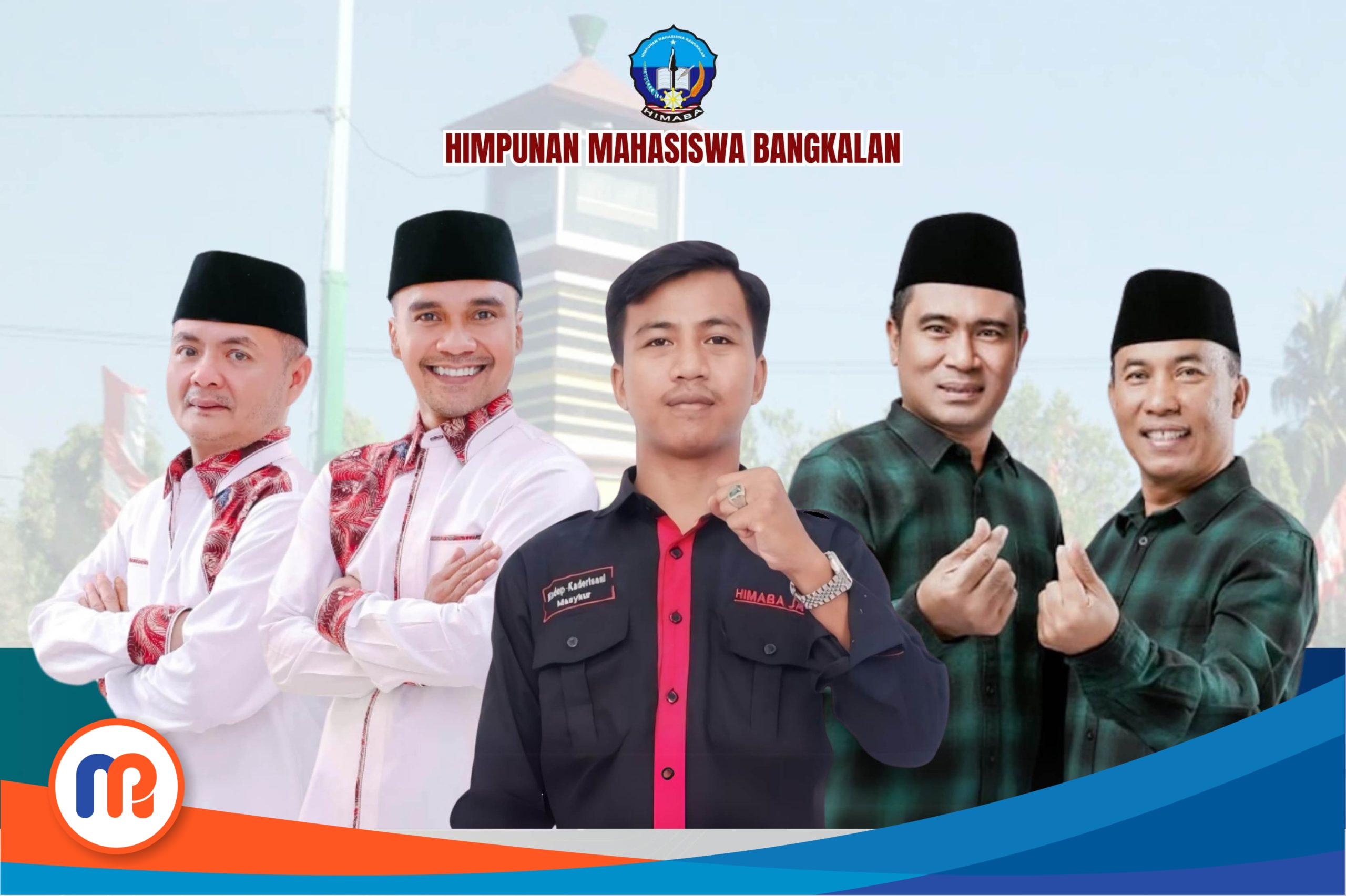 Pamflet Pasangan Calon (Paslon) Bupati dan Wakil Bupati Kabupaten Bangkalan, lukman-Fauzan nomor urut 01, Mathur-Jayus nomor urut 02 yang telah menyetujui fakta integritas rekomendasi Himpunan Mahasiswa Bangkalan (HIMABA)