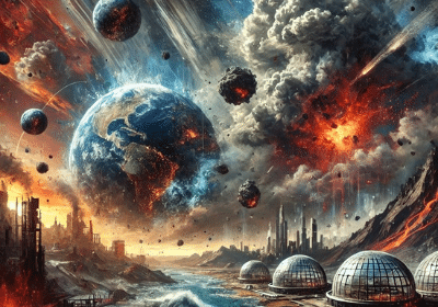 Gambar abstrak yang mengilustrasikan keadaan dunia di akhir zaman dalam pandangan ilmuwan