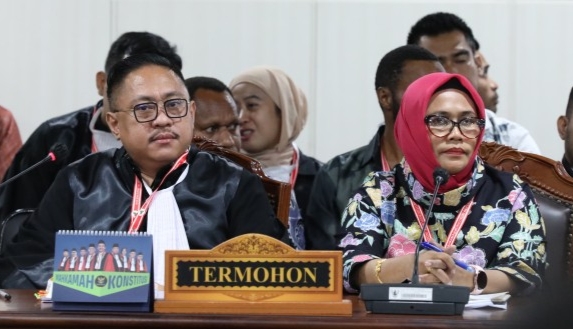 Kuasa hukum pihak Termohon, Sugiatno Migano, di Ruang Sidang Gedung II MK. Rabu (22/1/2025)