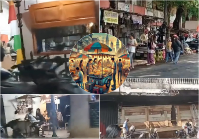 Foto kolase pedagang kaki lima (PKL) di perkotaan, yang memberikan manfaat ekonomi sekaligus dilema bagi pemerintah terkait dengan masalah ketertiban lingkungan