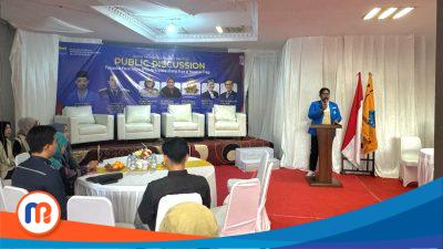 Ketua Bidang Jaringan Perguruan Tinggi dan Profesi Akademik PB PMII, Burhan Robith Dinaka, saat menyampaikan sambutannya di acara Public Discusion