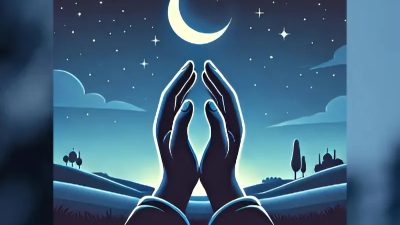 Ilustrasi umat Islam berdoa di Lailatul Qadar, dalam bulan suci Ramadan