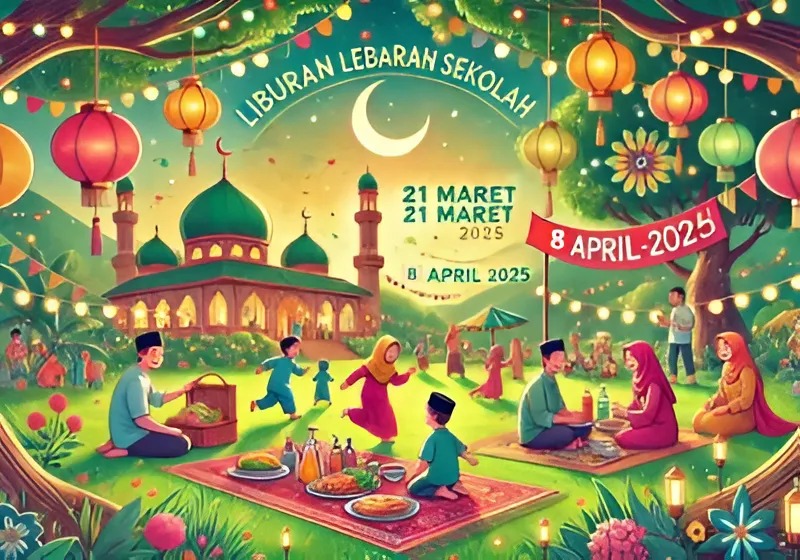 Ilustrasi libur lebaran sekolah diperpanjang menjadi 21 Maret hingga 8 April 2025 oleh pemerintah
