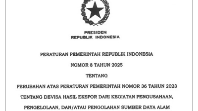 Peraturan Pemerintah Nomor 8 Tahun 2025 yang mengatur tentang penyimpanan DHE SDA