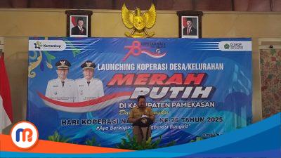 Kepala Dinas Koperasi, UMKM dan Naker Kabupaten Pamekasan, Muttaqin, saat launching Koperasi Desa/Kelurahan Merah Putih.